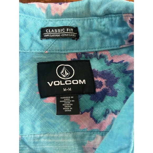 Volcom Shirt Mens Sz M Turquoise & Pink Aztec Classic Fit Button Up Casual Top - Picture 4 of 7